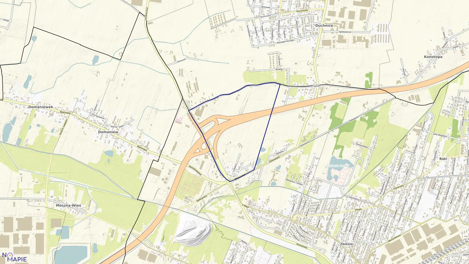 Mapa obrębu 02 w mieście Pruszków