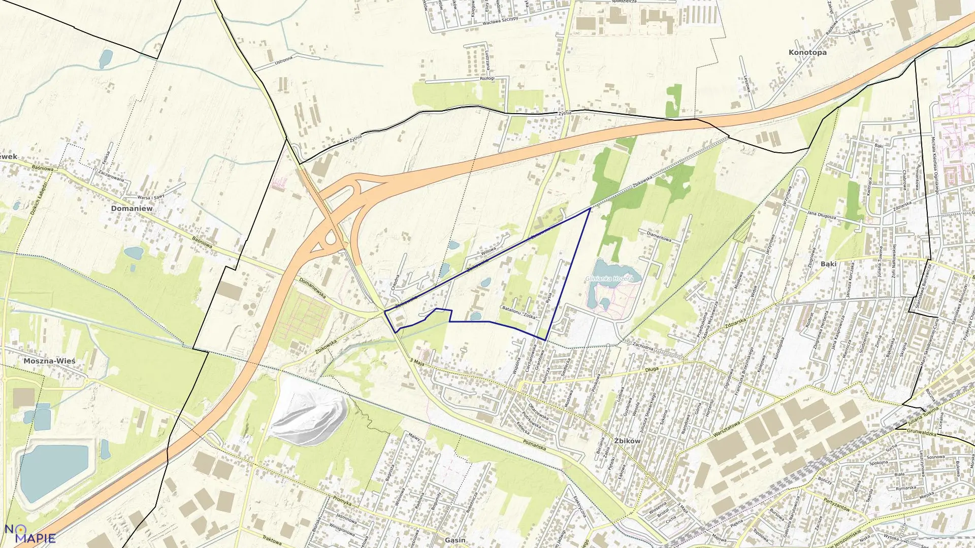 Mapa obrębu 04 w mieście Pruszków