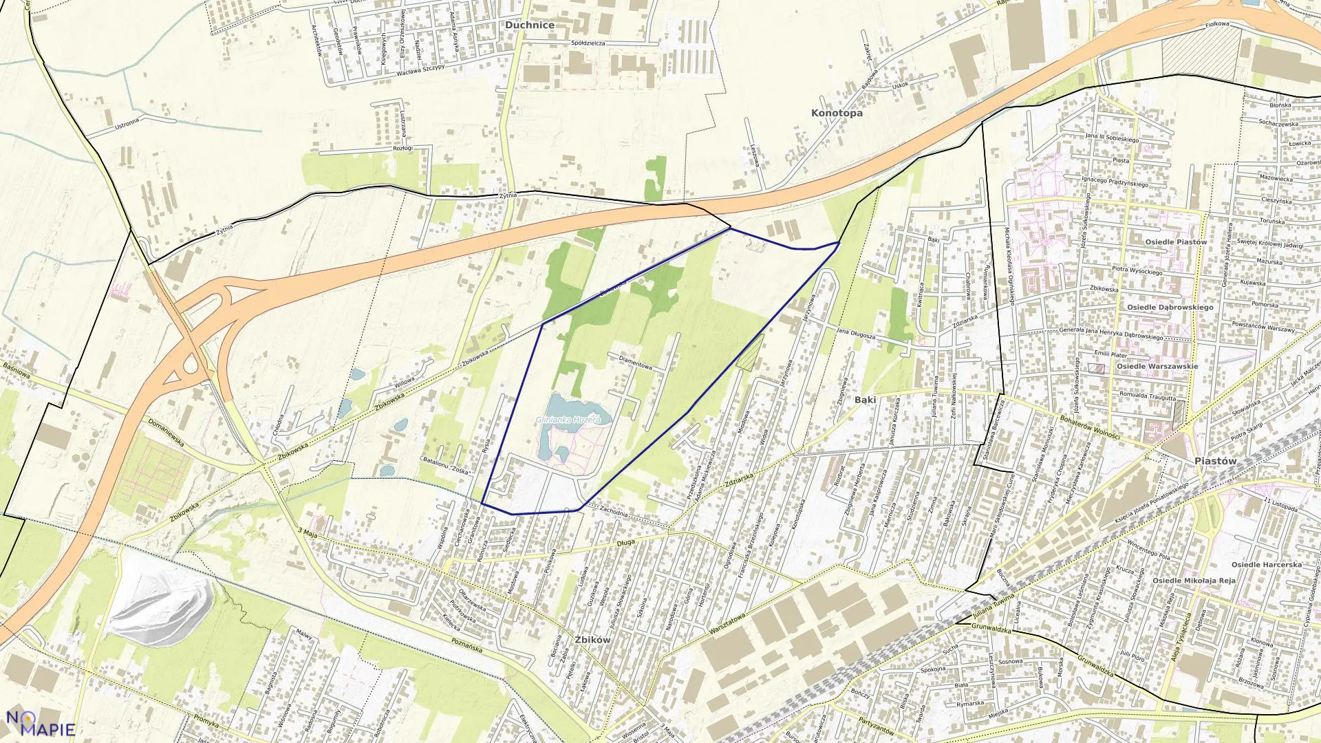 Mapa obrębu 05 w mieście Pruszków