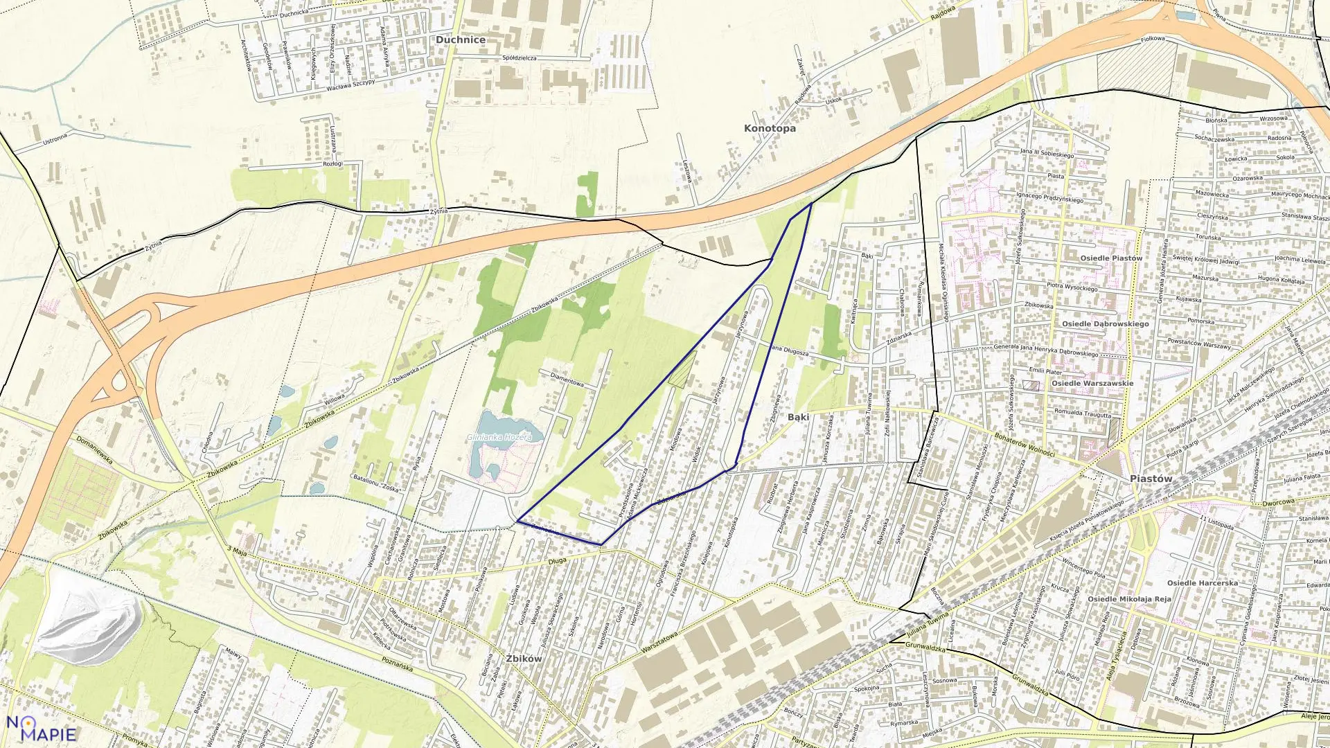 Mapa obrębu 06 w mieście Pruszków