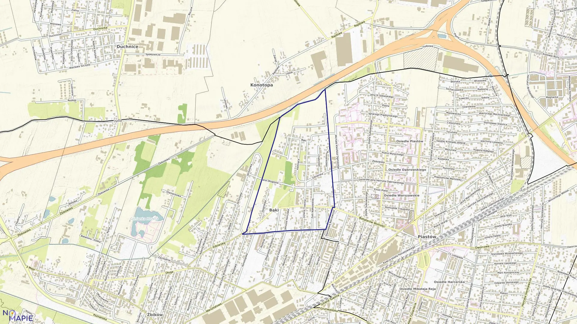 Mapa obrębu 07 w mieście Pruszków