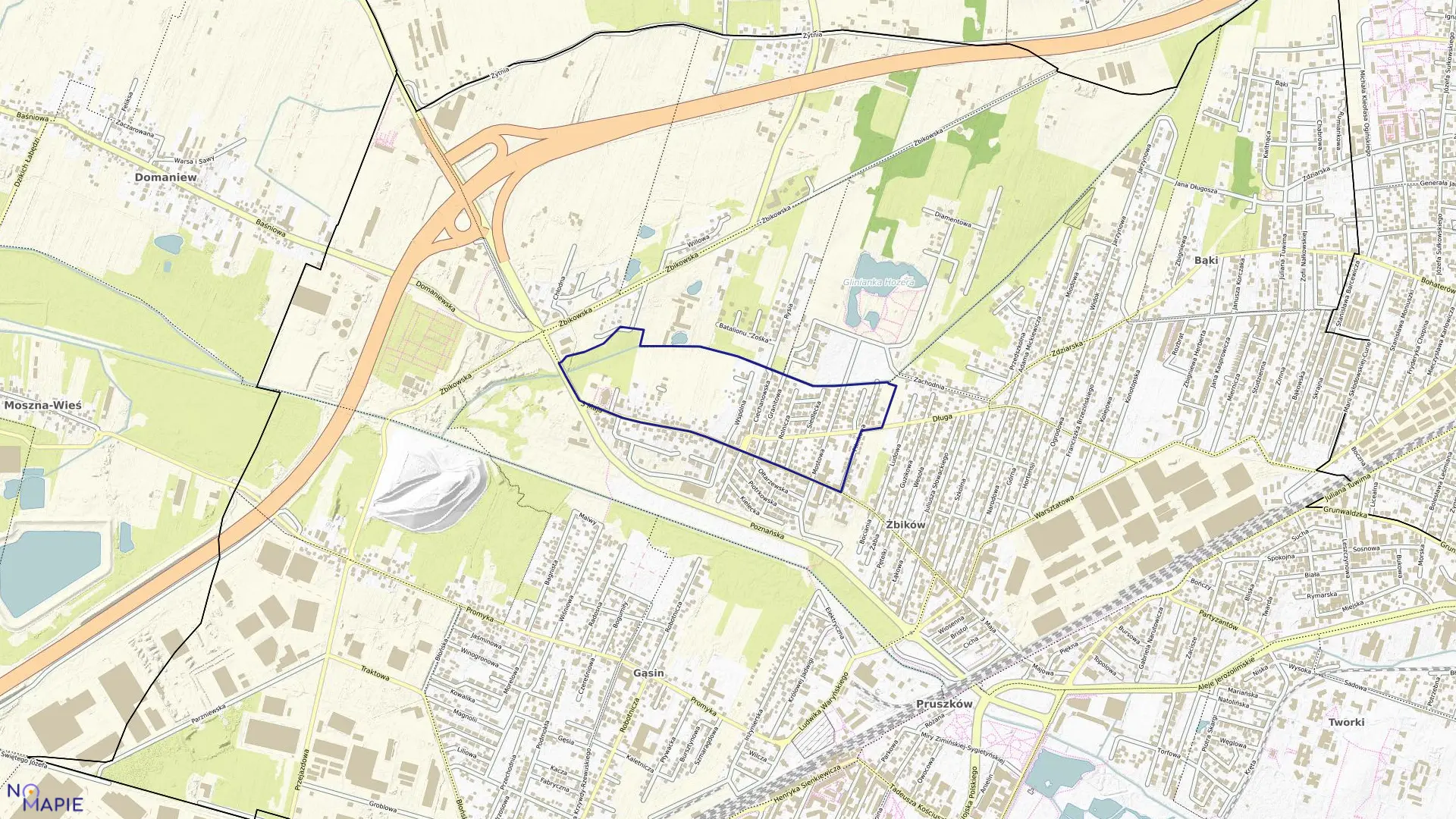 Mapa obrębu 08 w mieście Pruszków