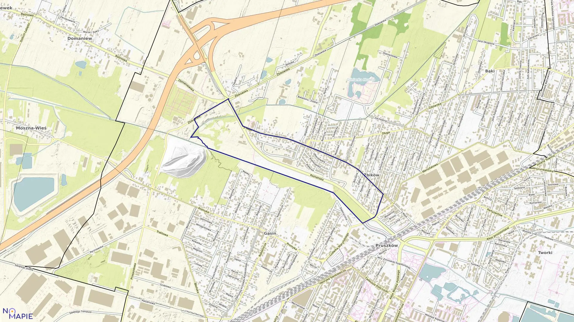 Mapa obrębu 11 w mieście Pruszków