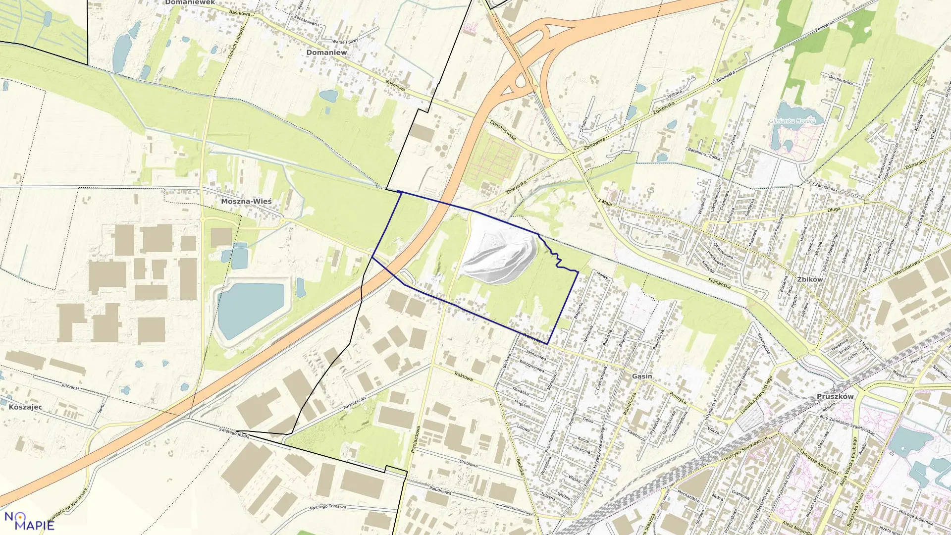 Mapa obrębu 13 w mieście Pruszków