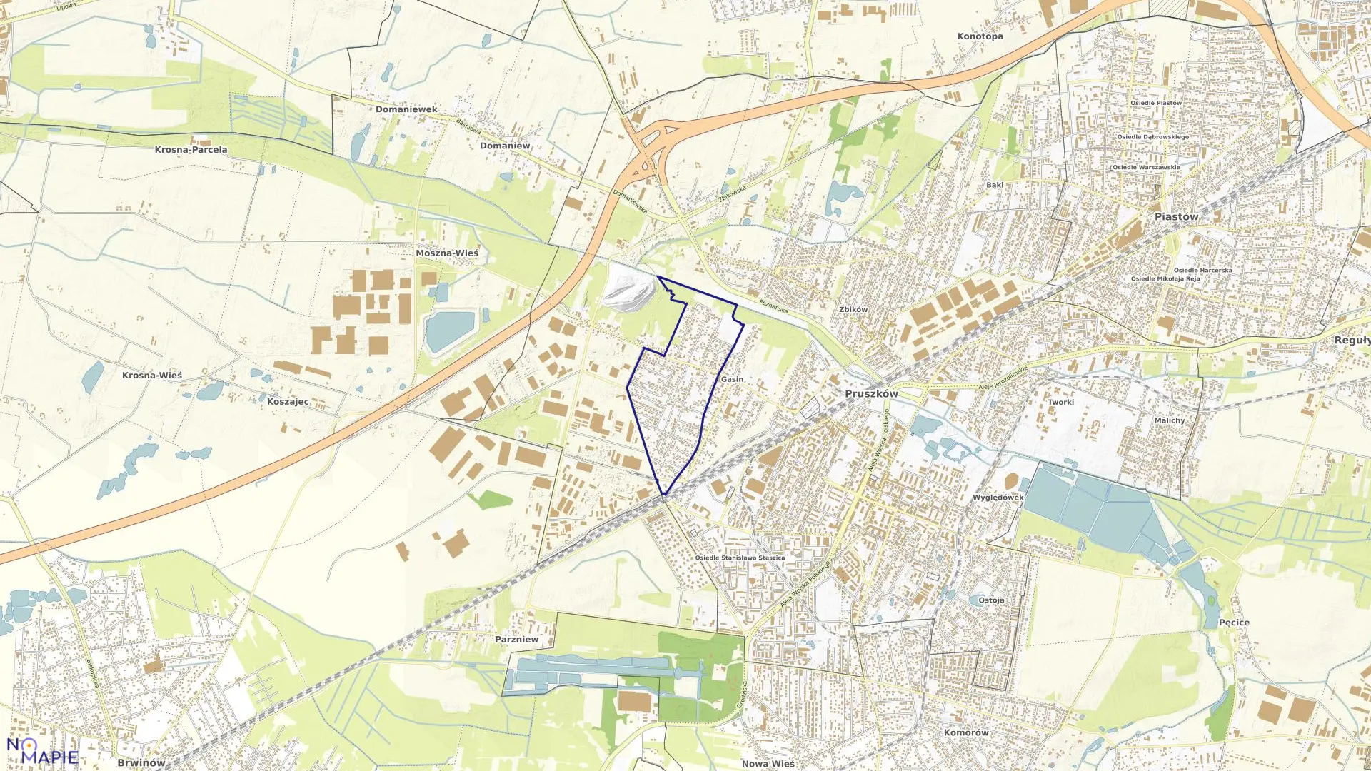 Mapa obrębu 15 w mieście Pruszków