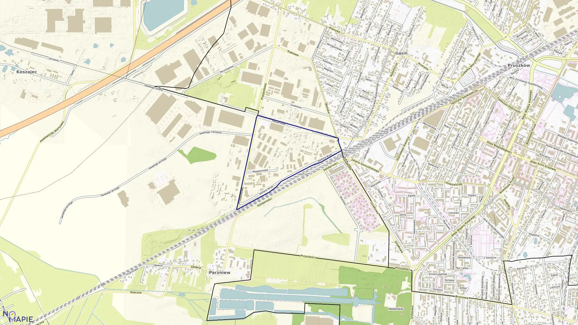 Mapa obrębu 17 w mieście Pruszków