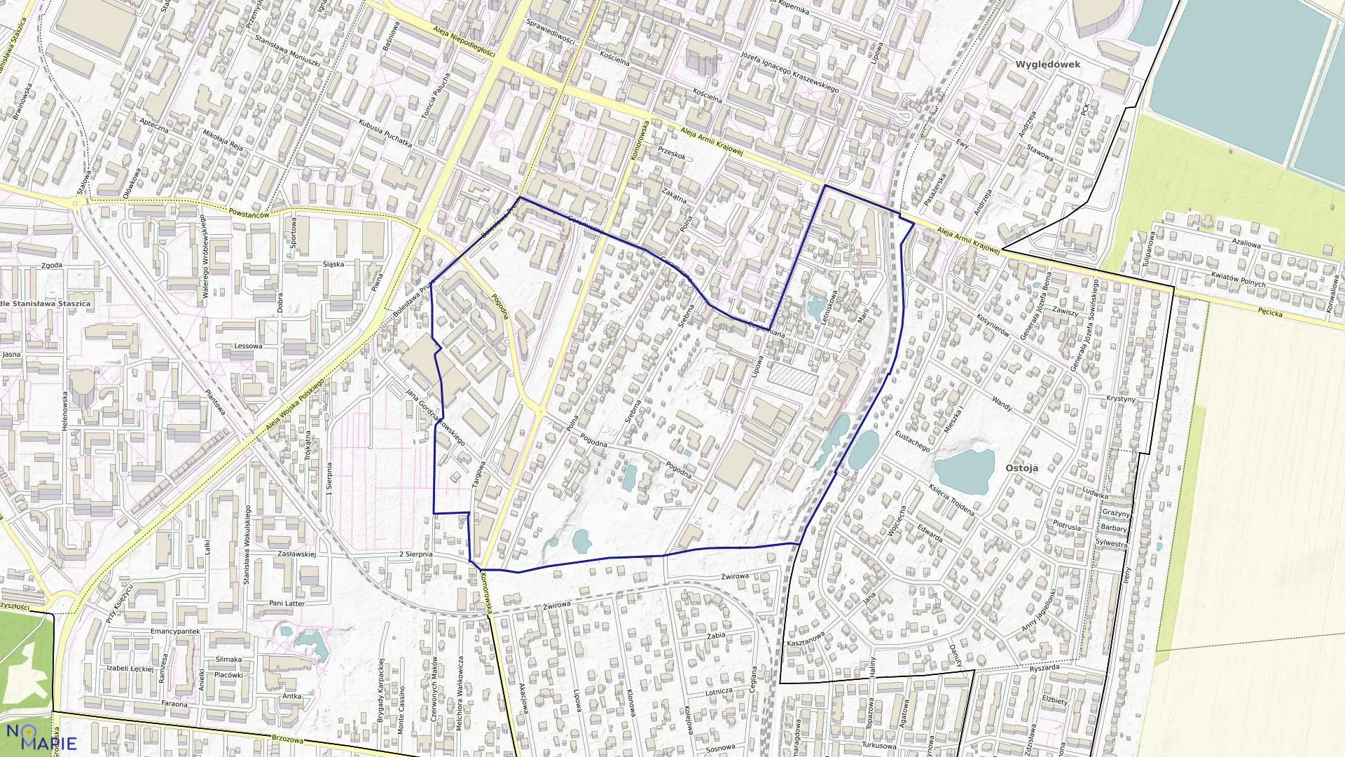 Mapa obrębu 22 w mieście Pruszków