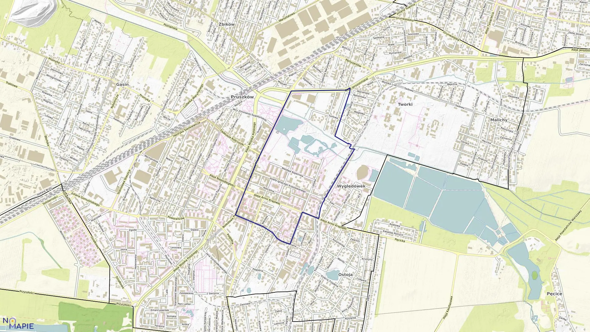 Mapa obrębu 23 w mieście Pruszków