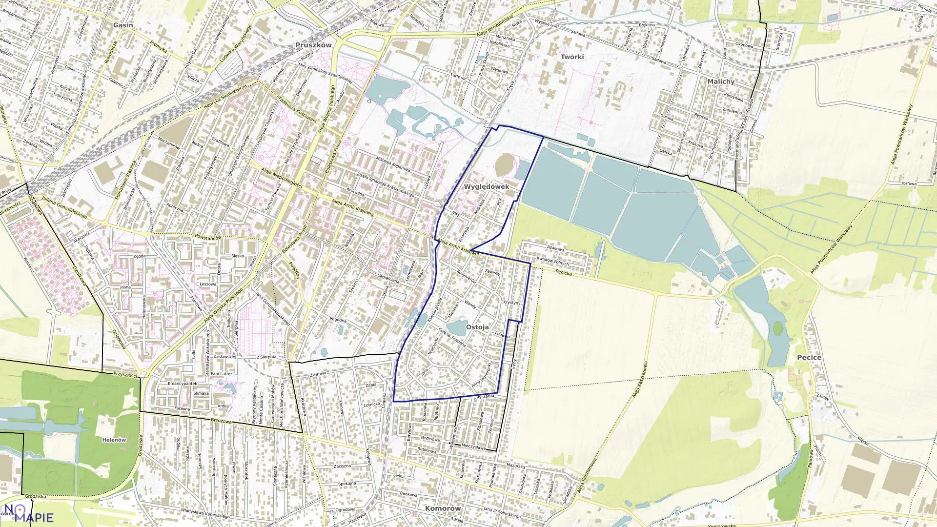 Mapa obrębu 24 w mieście Pruszków