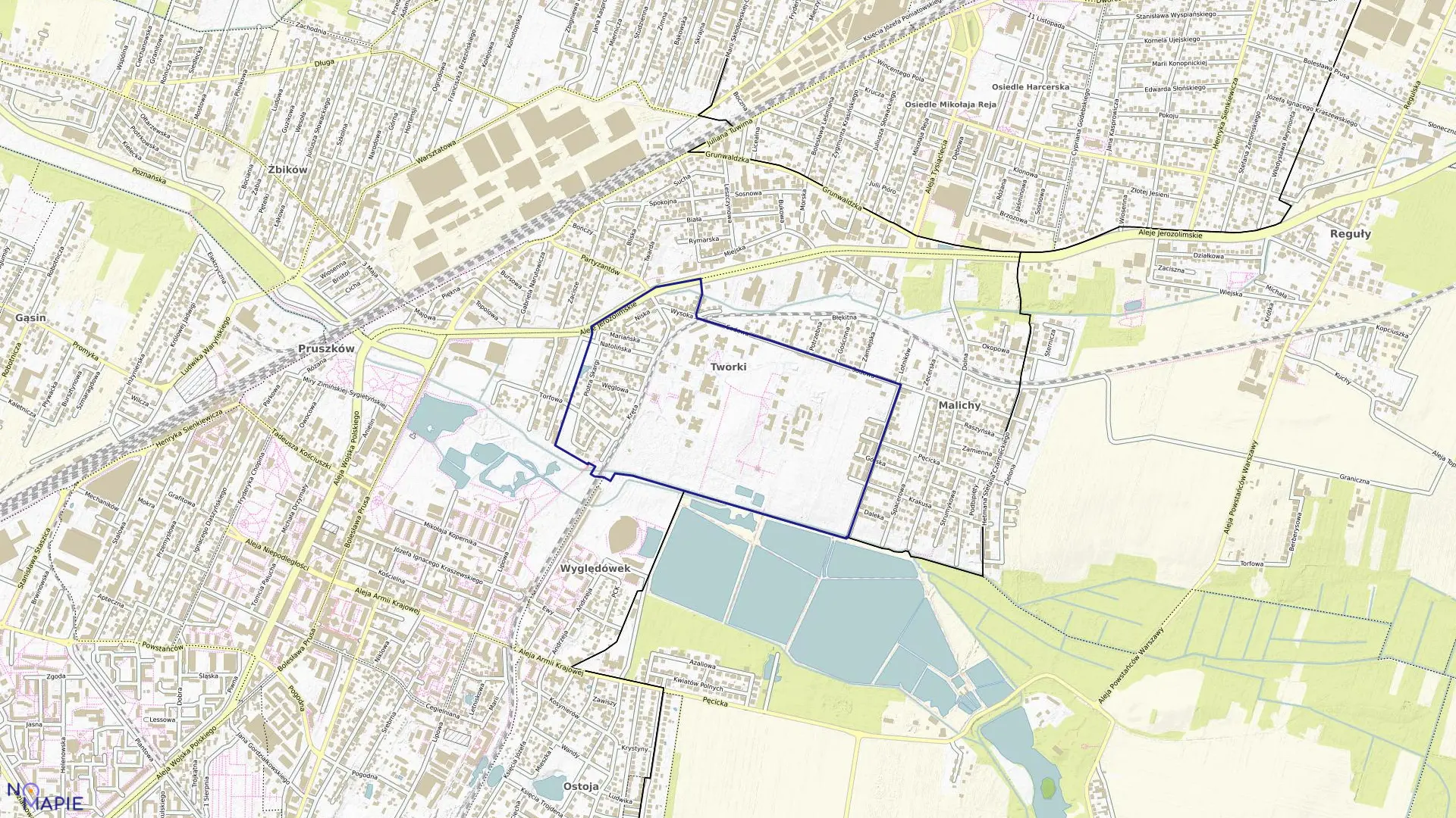 Mapa obrębu 25 w mieście Pruszków