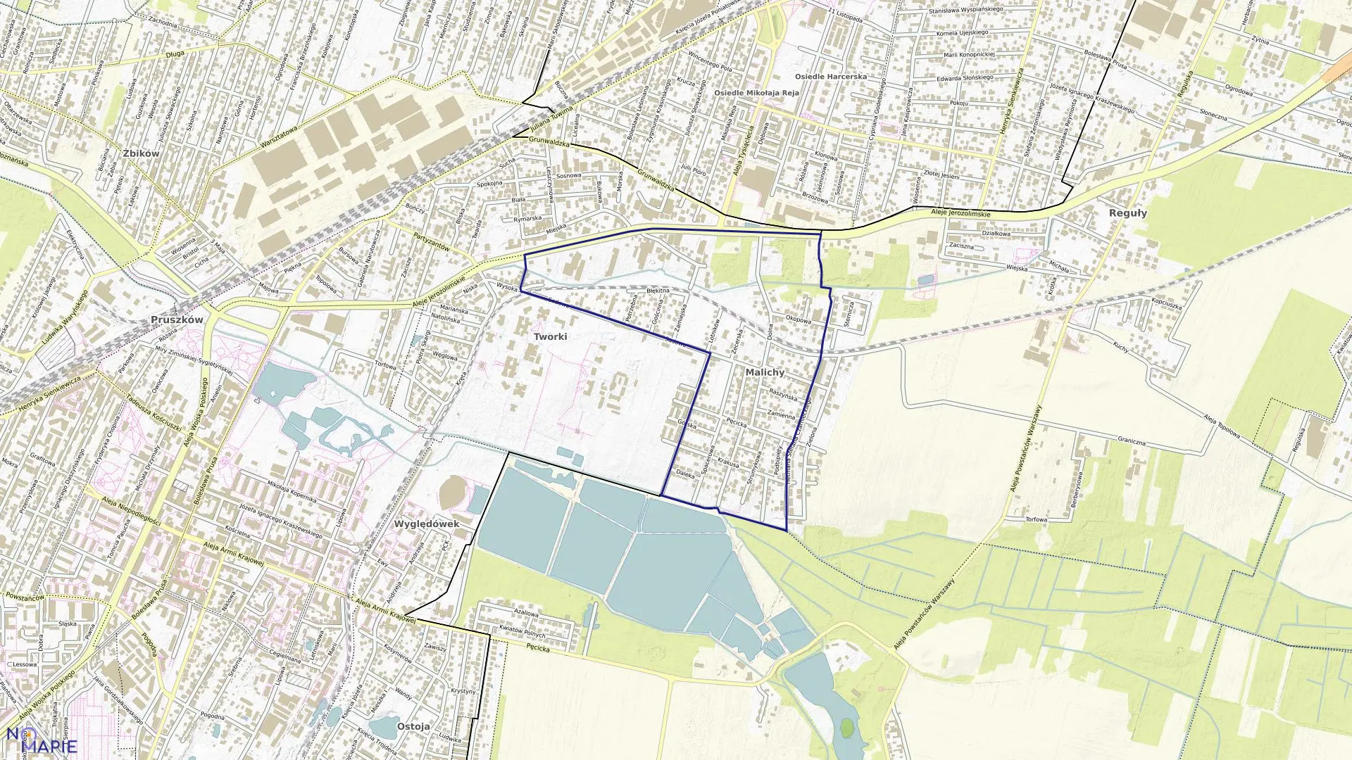 Mapa obrębu 27 w mieście Pruszków