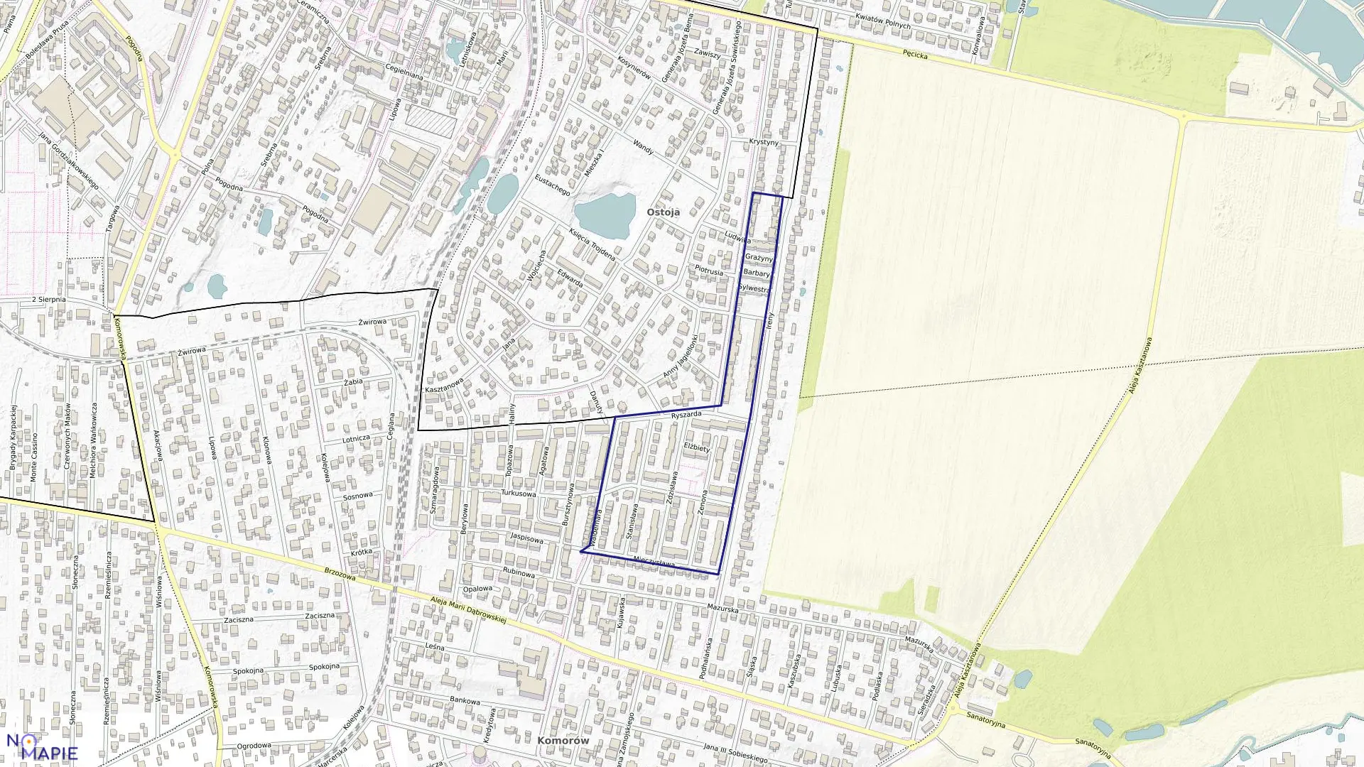 Mapa obrębu 28 w mieście Pruszków